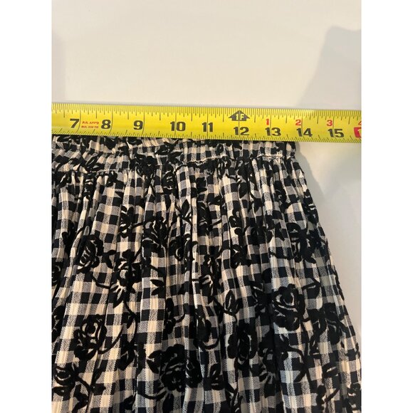 Coldwater Creek Black & White Floral Checkered Pleated Skirt - Picture 6 of 6